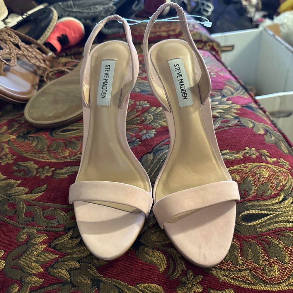 Steve Madden High Strappy Open Toe Sandal Stiletto Pink Blush Size 8.5